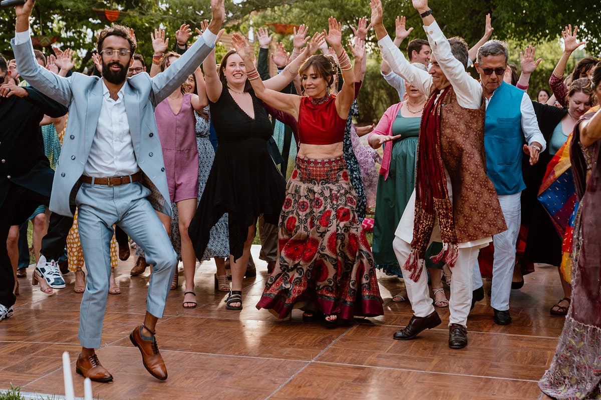 Energetic sangeet dance party