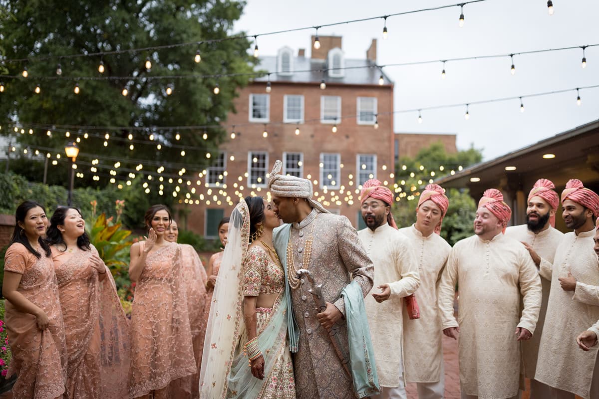 Beautiful ceremony scene with traditional decor