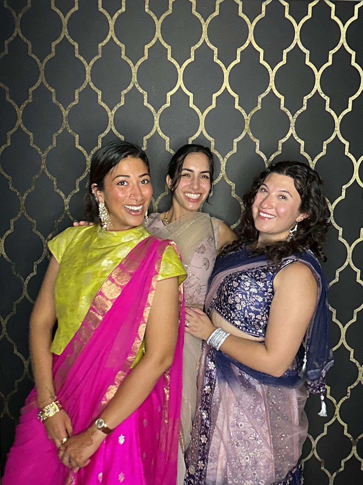 Wedding guests enjoying the photo booth experience